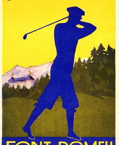 carte postale ancienne pour la promotion du golf