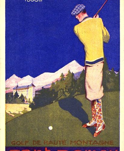 carte postale ancienne pour la promotion du golf