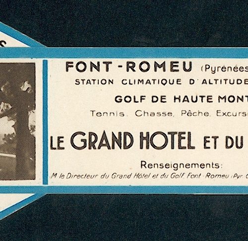 marque page "le grand hotel et du golf" circa 1935