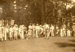 Arnaud Massy, Henry Cotton, Auguste Boyer au dÃ©part du trou 1 au Royal Golf Club des Fagnes (Belgique) en 1930.