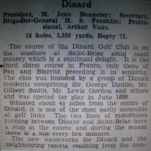 1932/ SupplÃ©ment du Continental Daily Mail - Golfing Section" Dinard 3Ã¨me Golf-Club de France