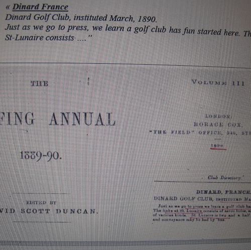 Golfing Annual 1889/1890. Golf de Dinard.