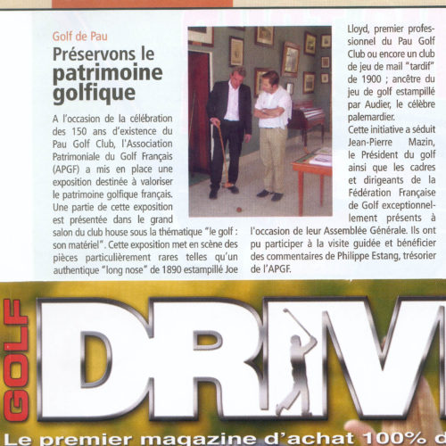 Article de presse Exposition APGF au Pau Golf Club